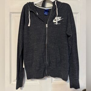 Nike vintage dark grey Zip-Up Hoodie with White Logo